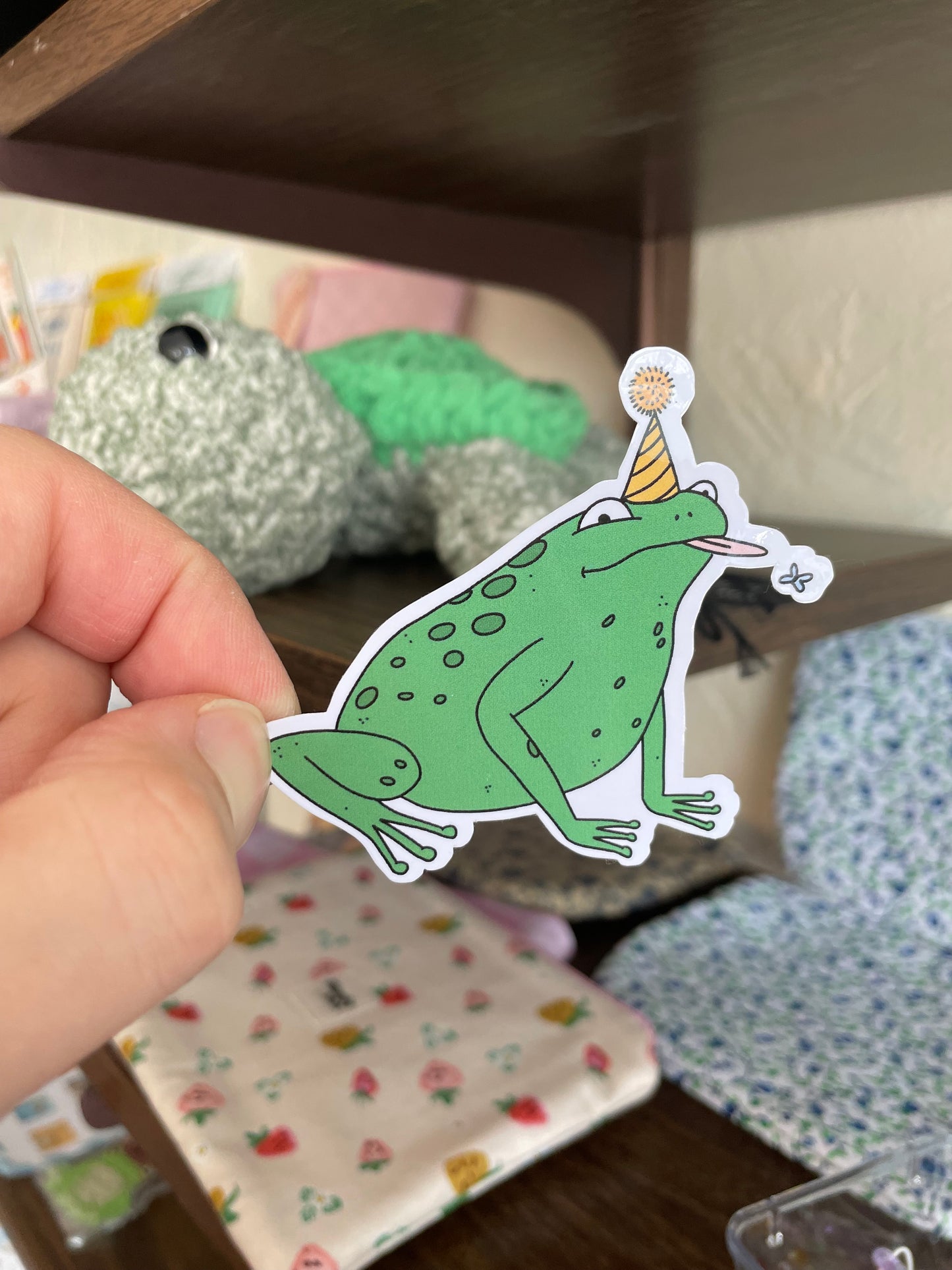 Frog with Party Hat Sticker