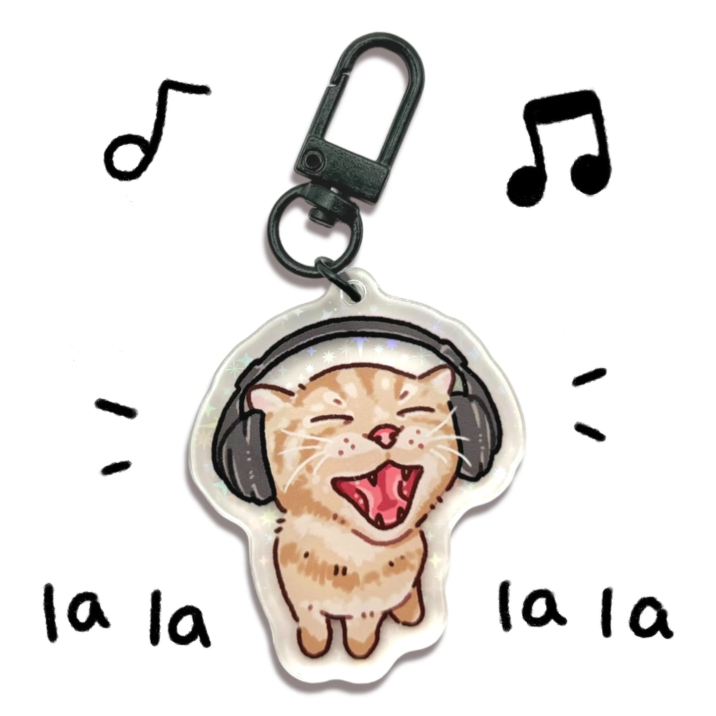 Headphones Cat Keychain