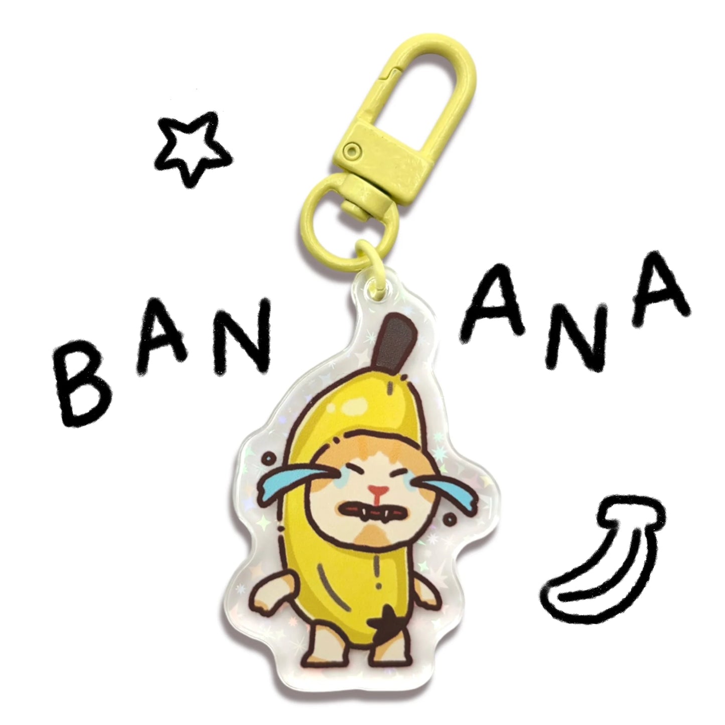 Bunhiry Crying Banana Cat Keychain