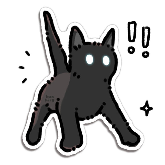 Bunhiry Scared Black Cat Sticker