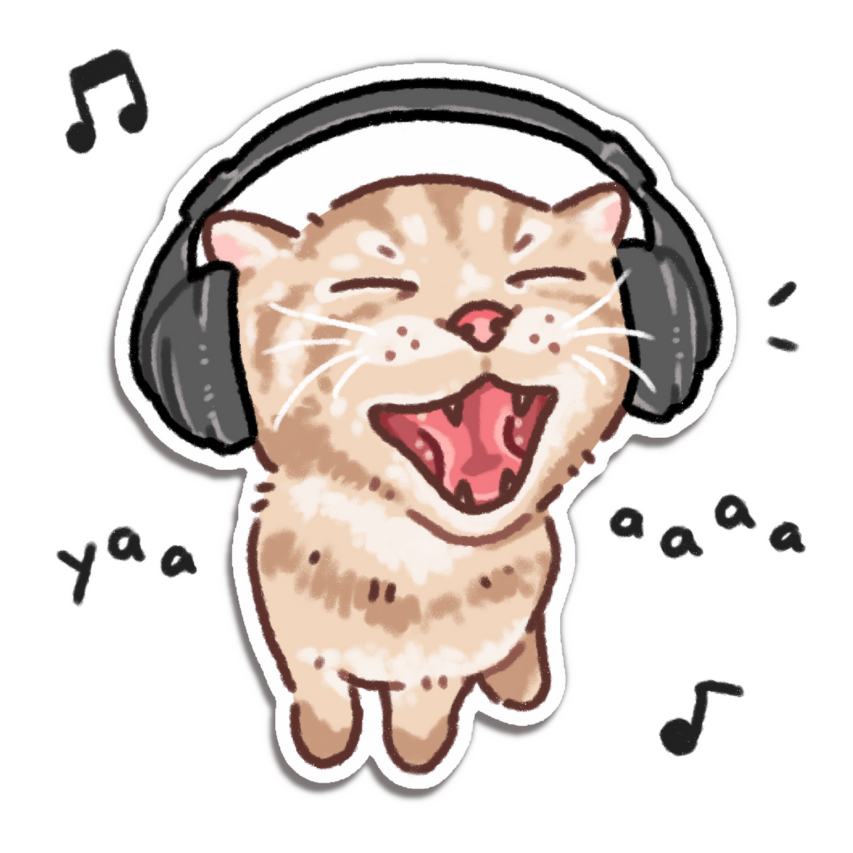 bunhiry headphones cat sticker