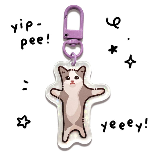 Bunhiry Jumping Happy Cat Keychain