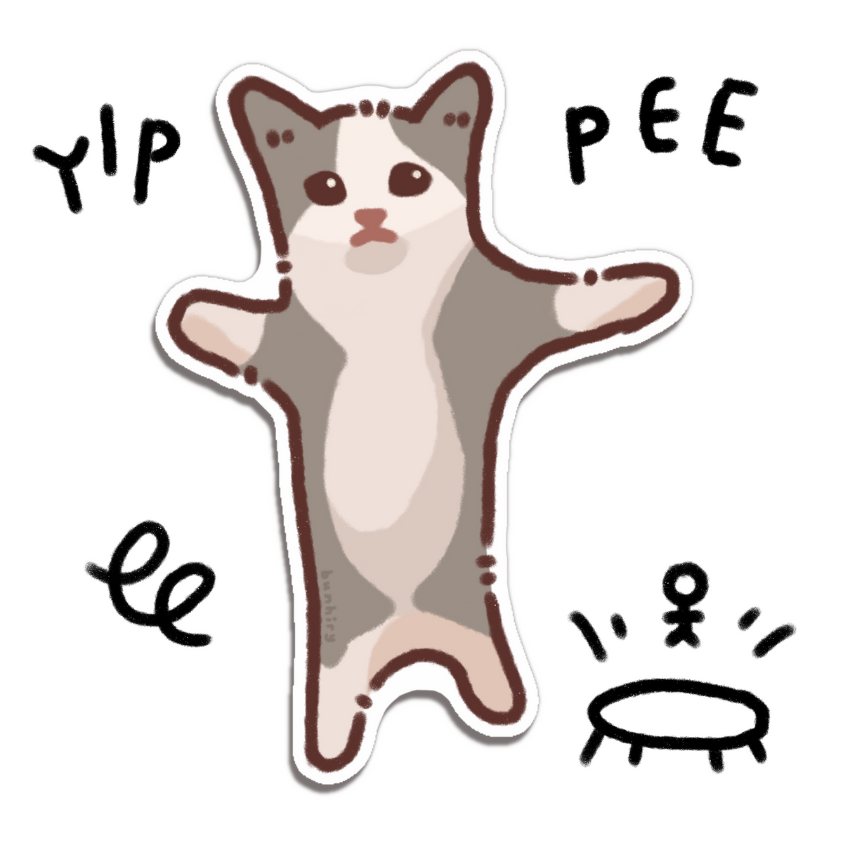 happy jumping cat sticker