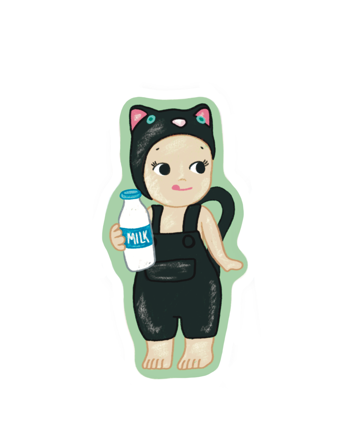 Angel Baby Black Cat Sticker