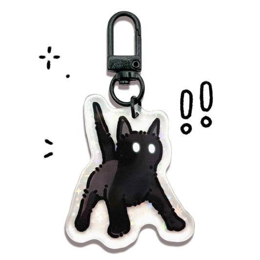 Bunhiry Scared Black Cat Keychain