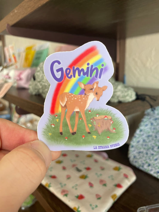 Gemini Two Headed Deer Rainbow Sticker