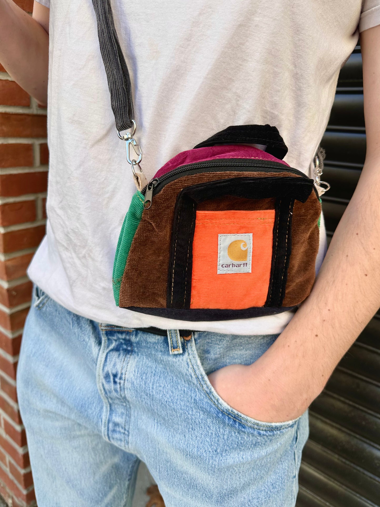 Bright Multicolored Corduroy Crossbody Bag