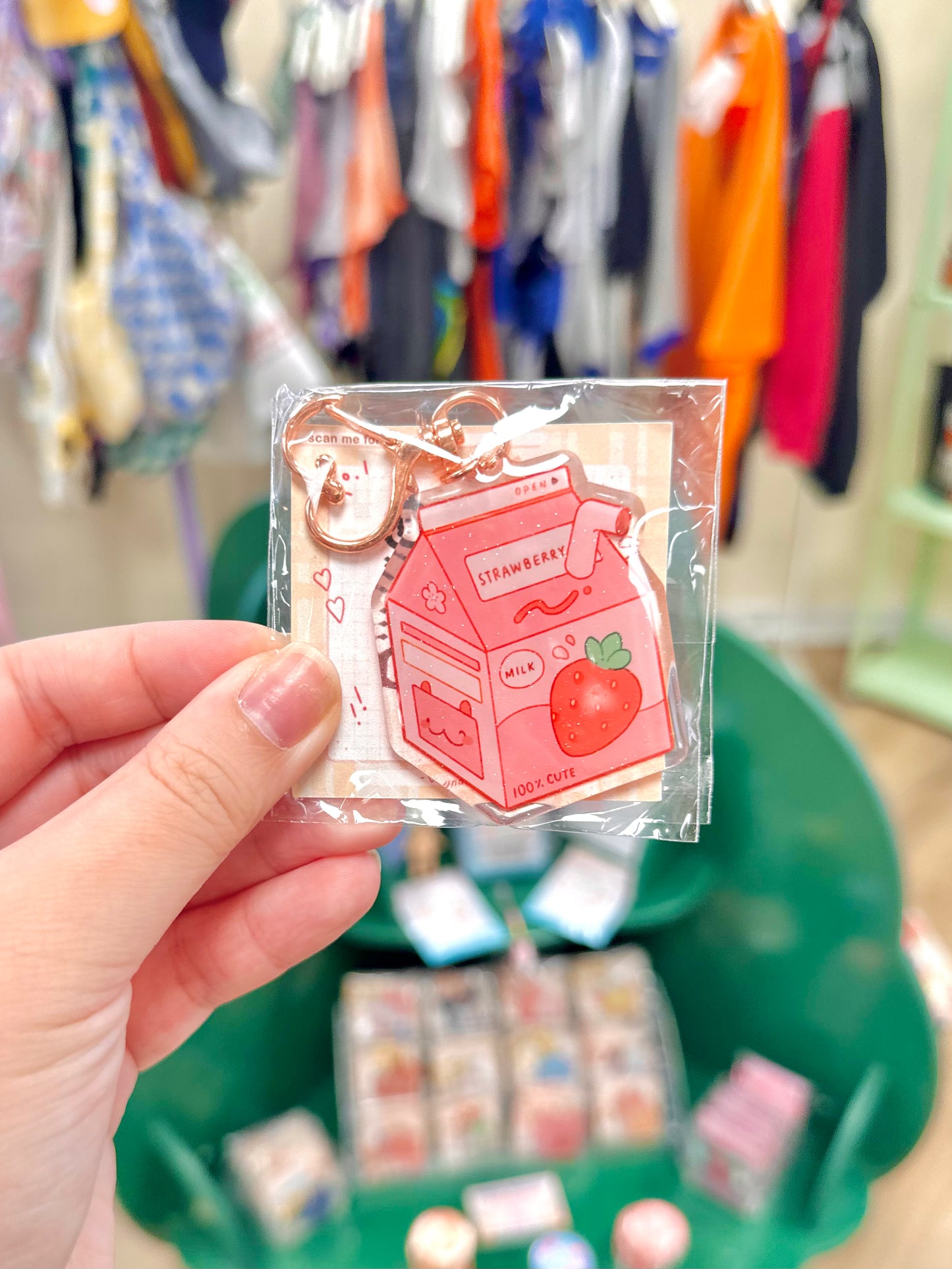 Strawberry Milk Keychain