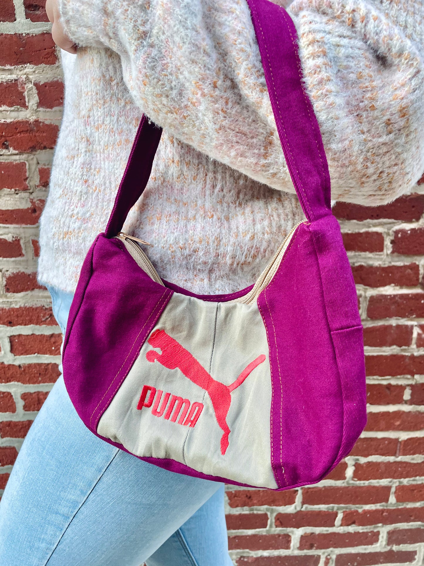 Purple Wine Colored Crescent Shoulder Bag