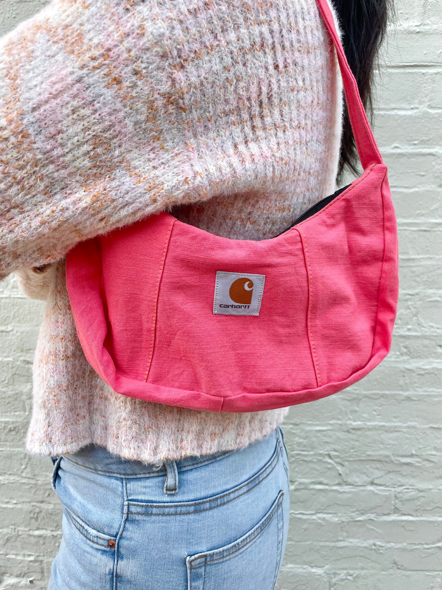 Salmon Pink Crescent Shoulder Bag