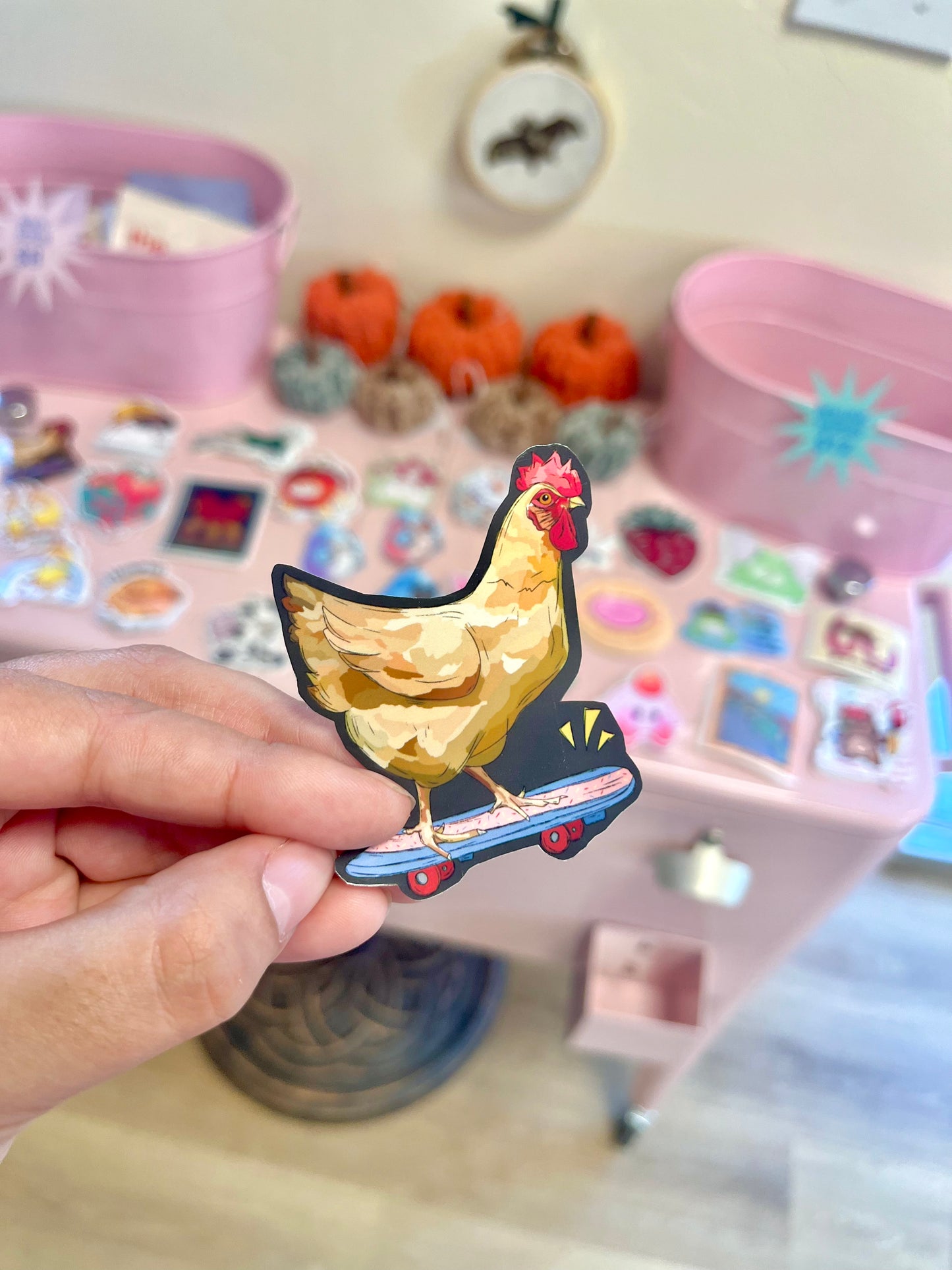 Chicken Skateboarder Sticker