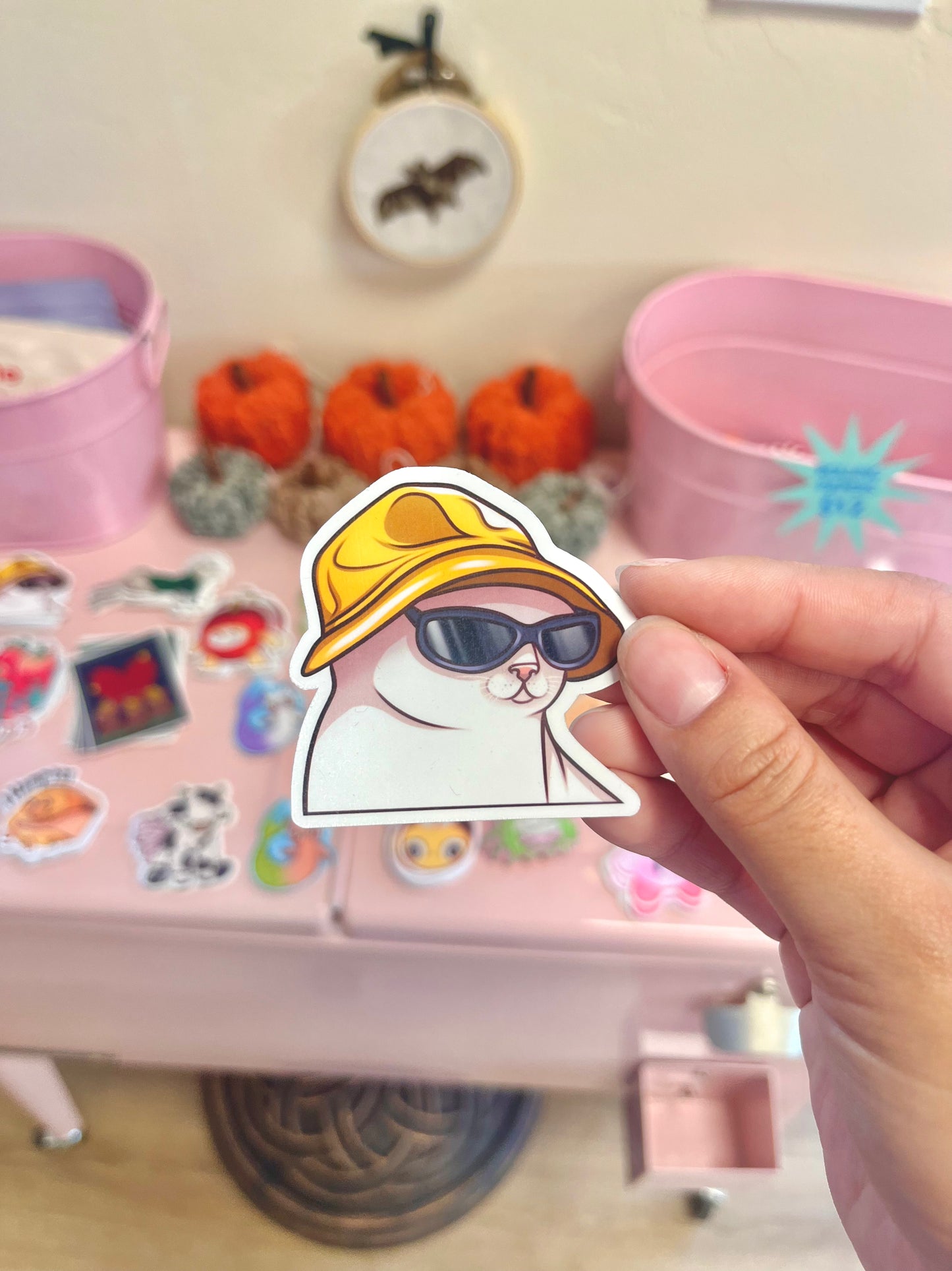 Bucket Hat Cat Sticker