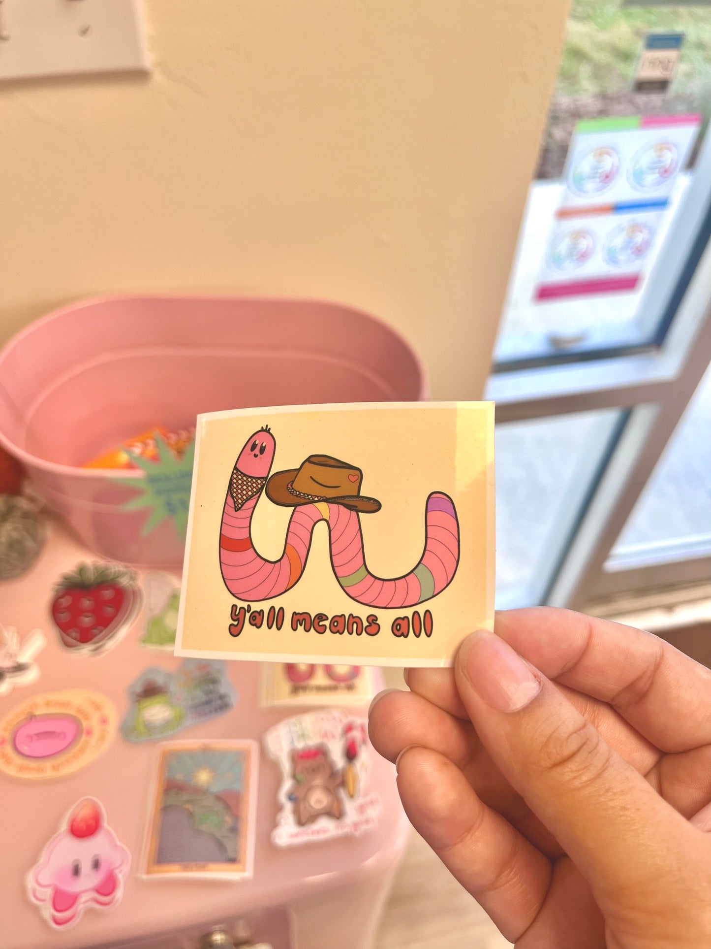 Y'all Means All Cowboy Worm Sticker