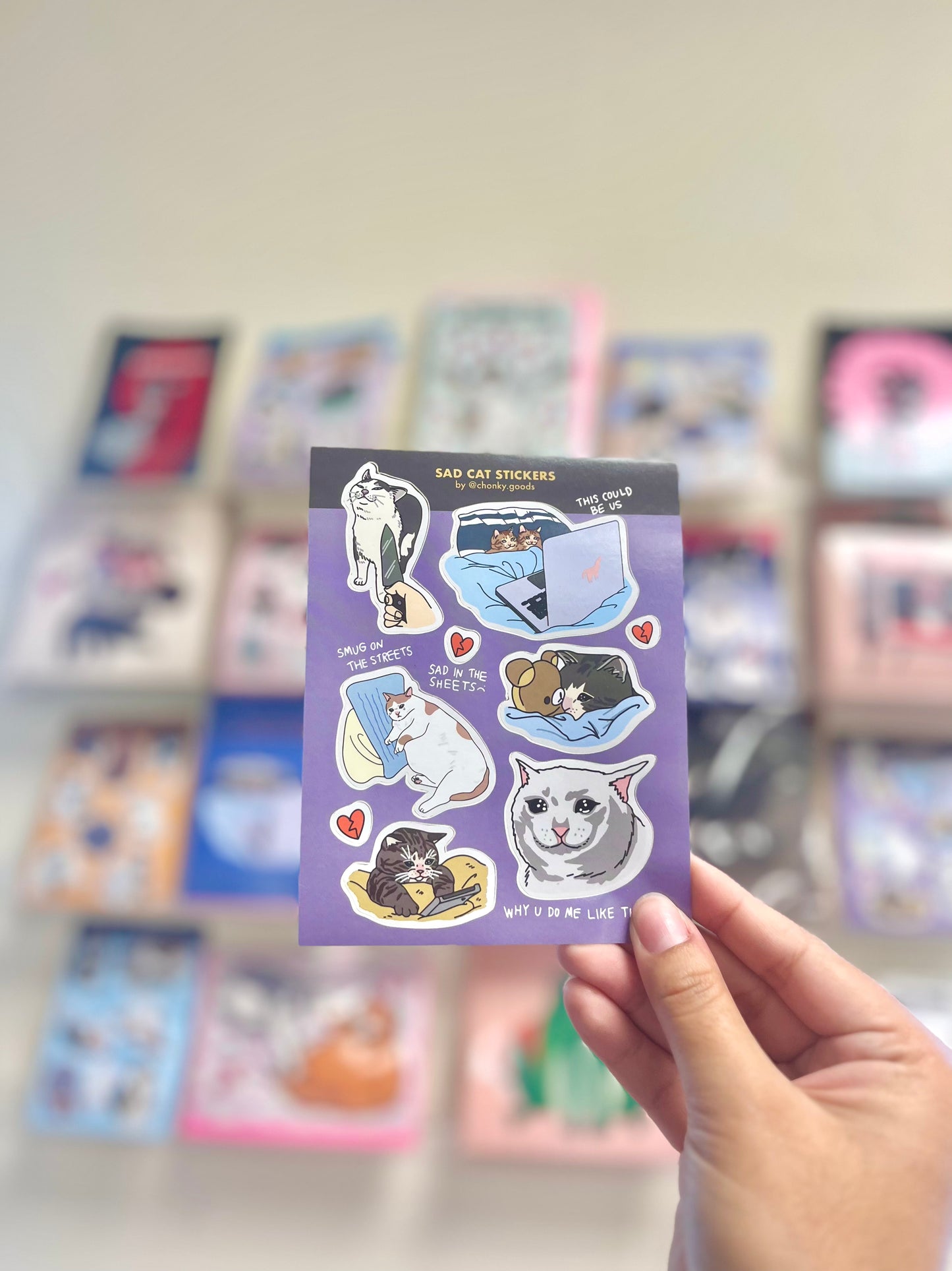 Sad Cat Sticker Sheet