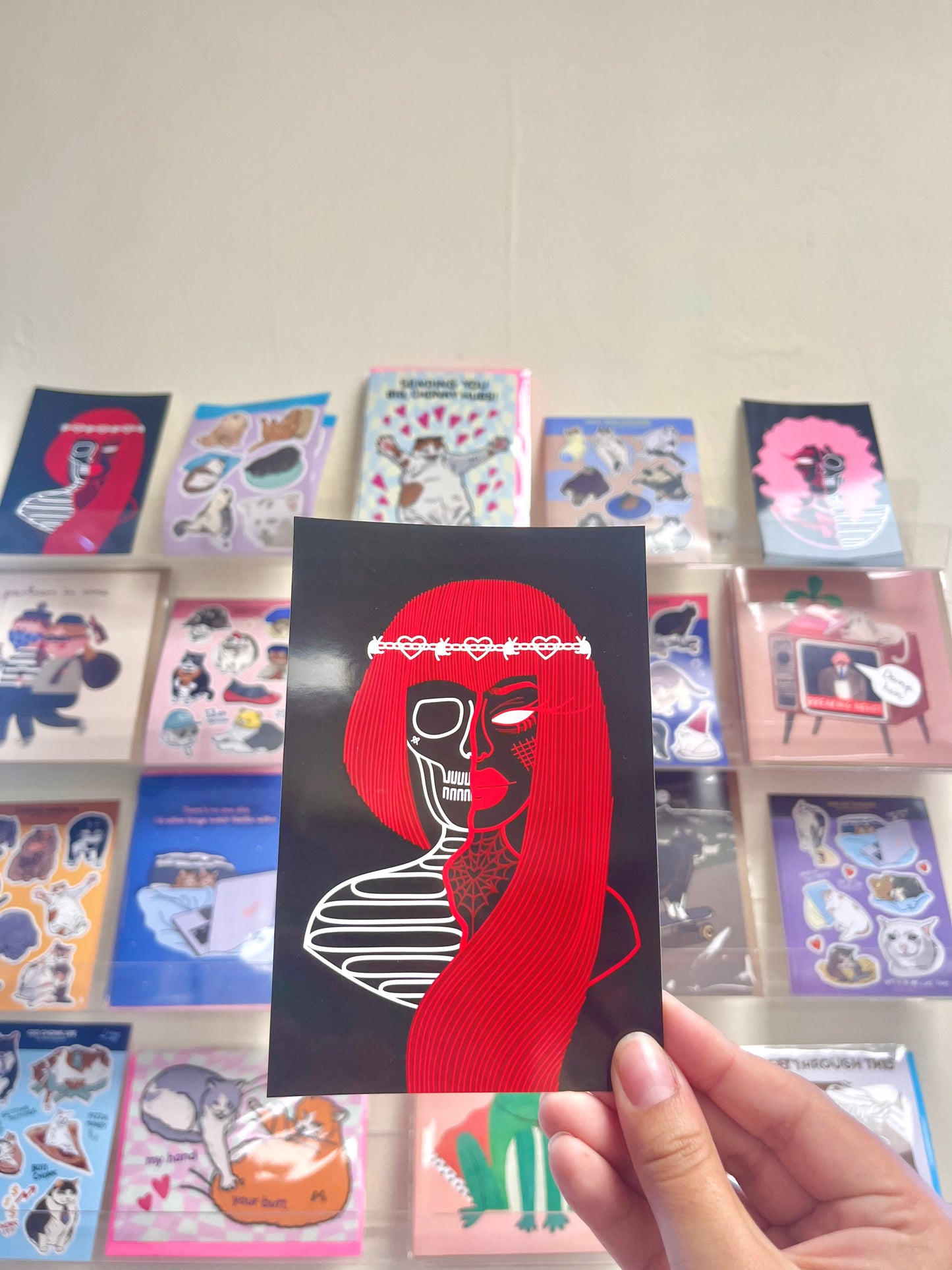Red Skull Girl Print