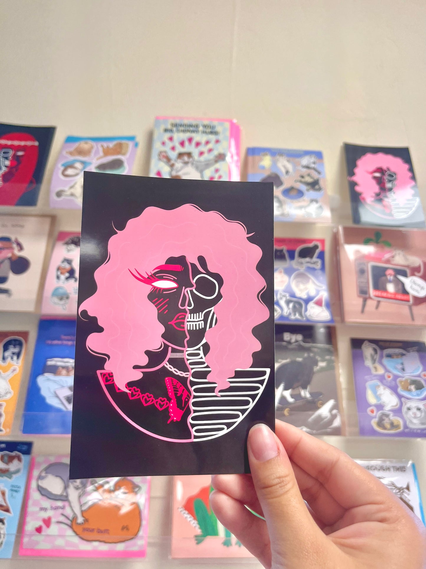 Pink Skull Girl Print