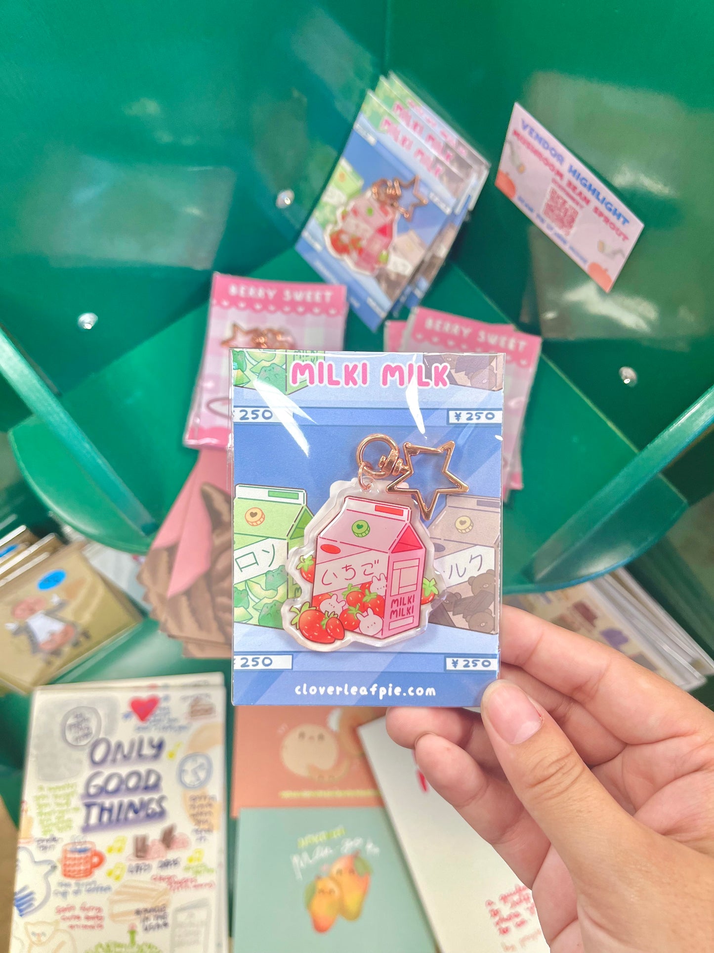Milki Milk Strawberry Milk Keychain