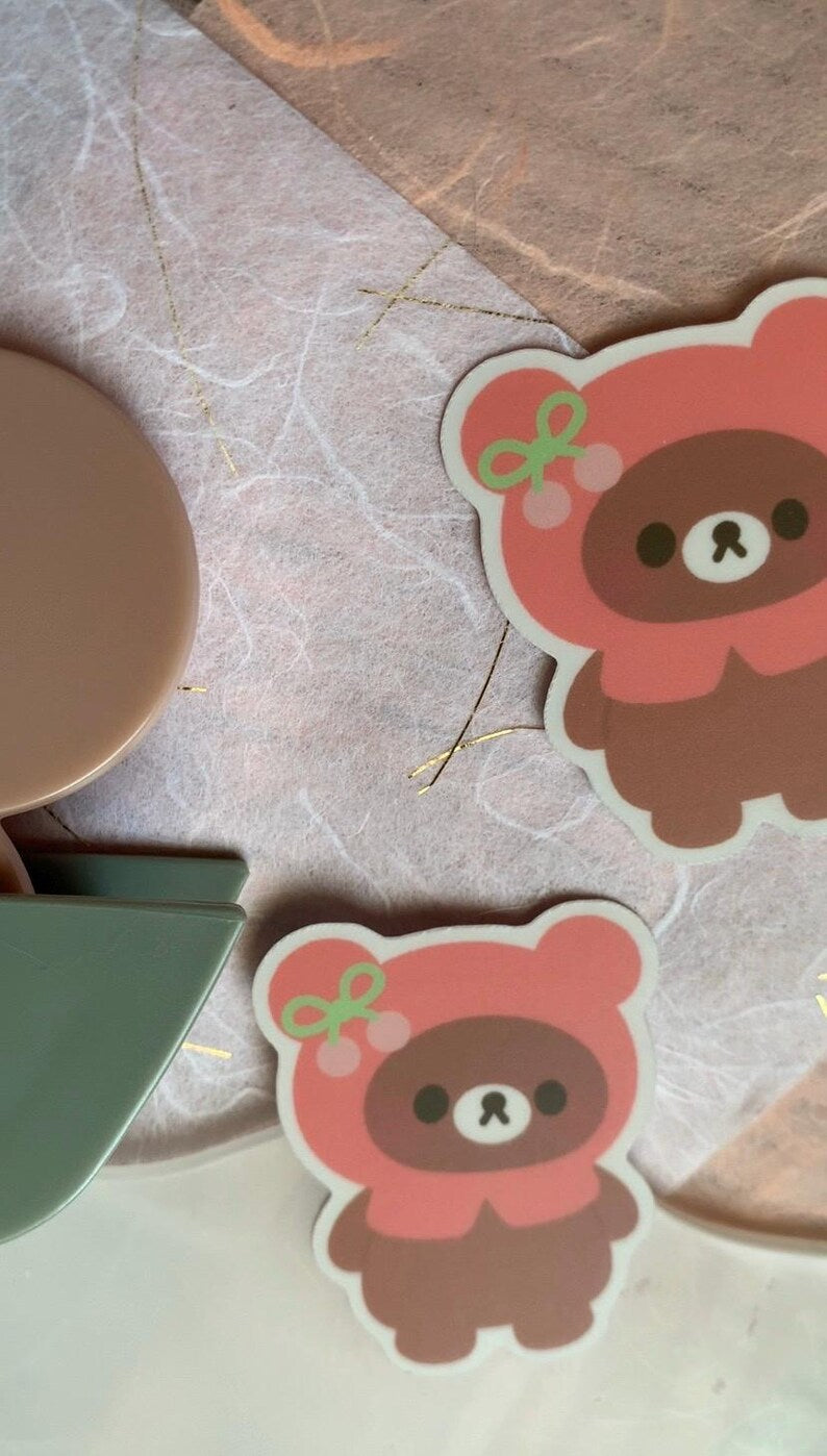 Rila Cherry Bear Brown Sticker by missmelonsoda