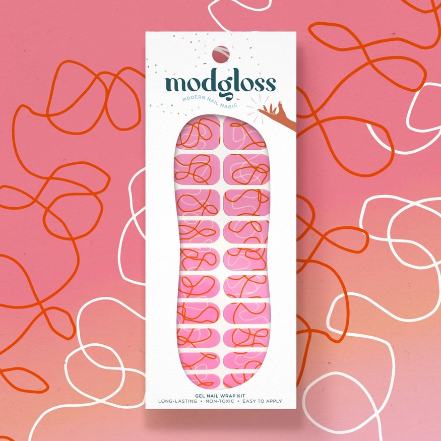 Pink Squiggle Nail Stickers