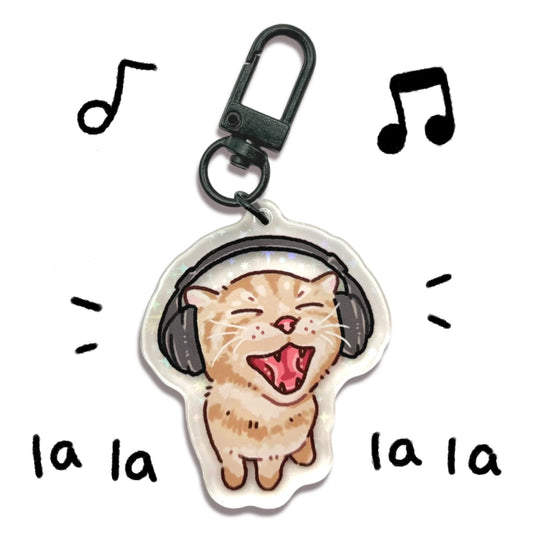 Headphones Cat Keychain