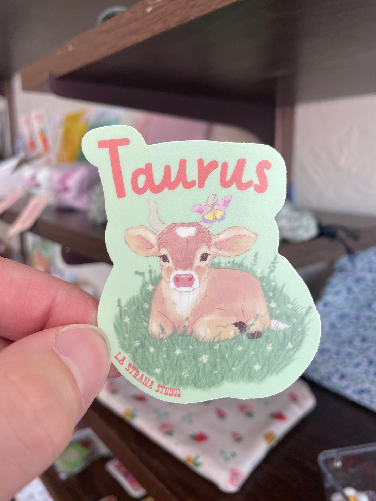 Taurus Cow Butterfly Sticker