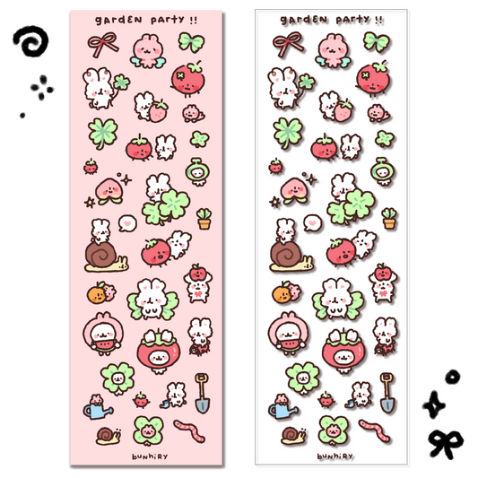 pink garden party sticker sheet