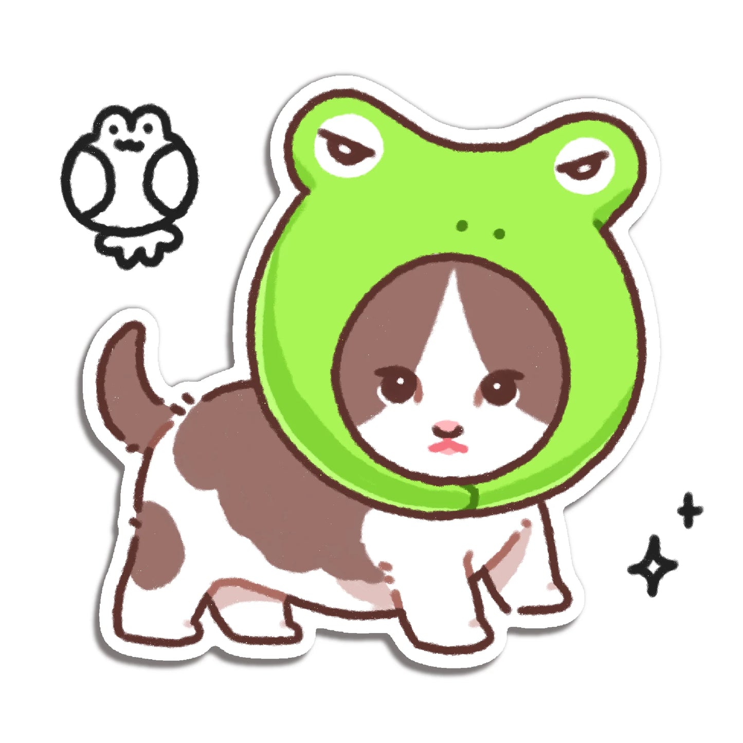 Bunhiry Frog Hat Cat Sticker