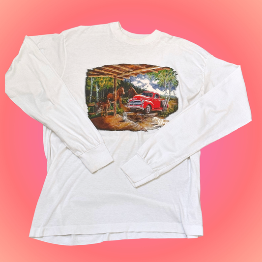 Red Truck with Horses Long Sleeve