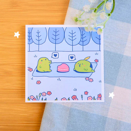 Green Blobs in Love Print
