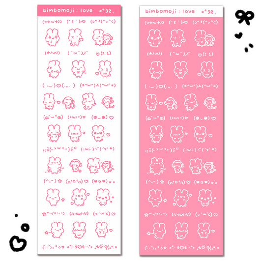 pink love bimbomoji sticker sheet