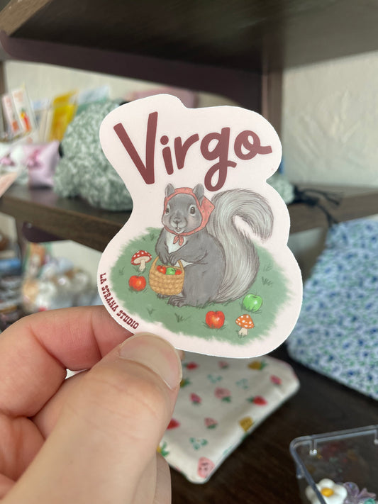 Virgo Squirrel Apple Sticker