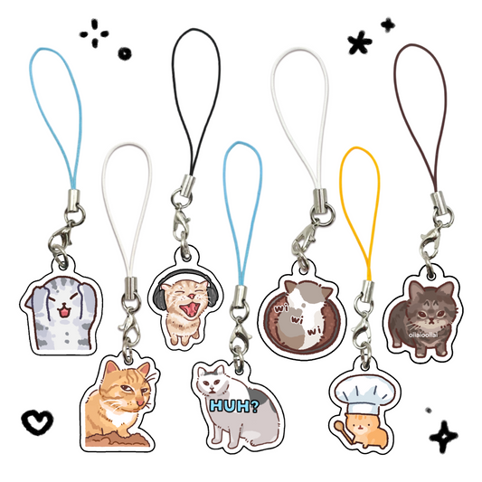 screaming crying grey cat charm