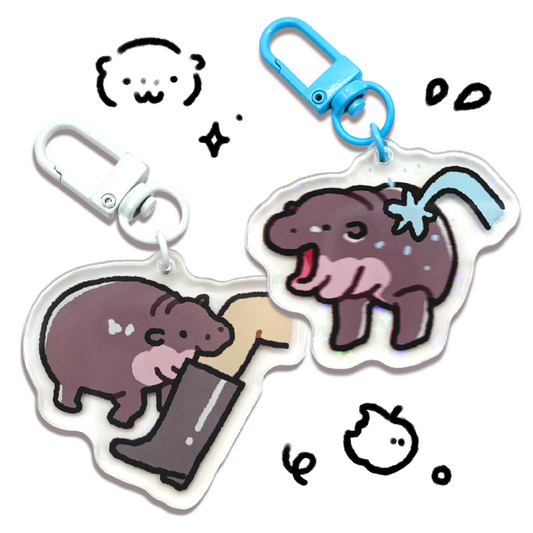 moo deng biting leg keychain