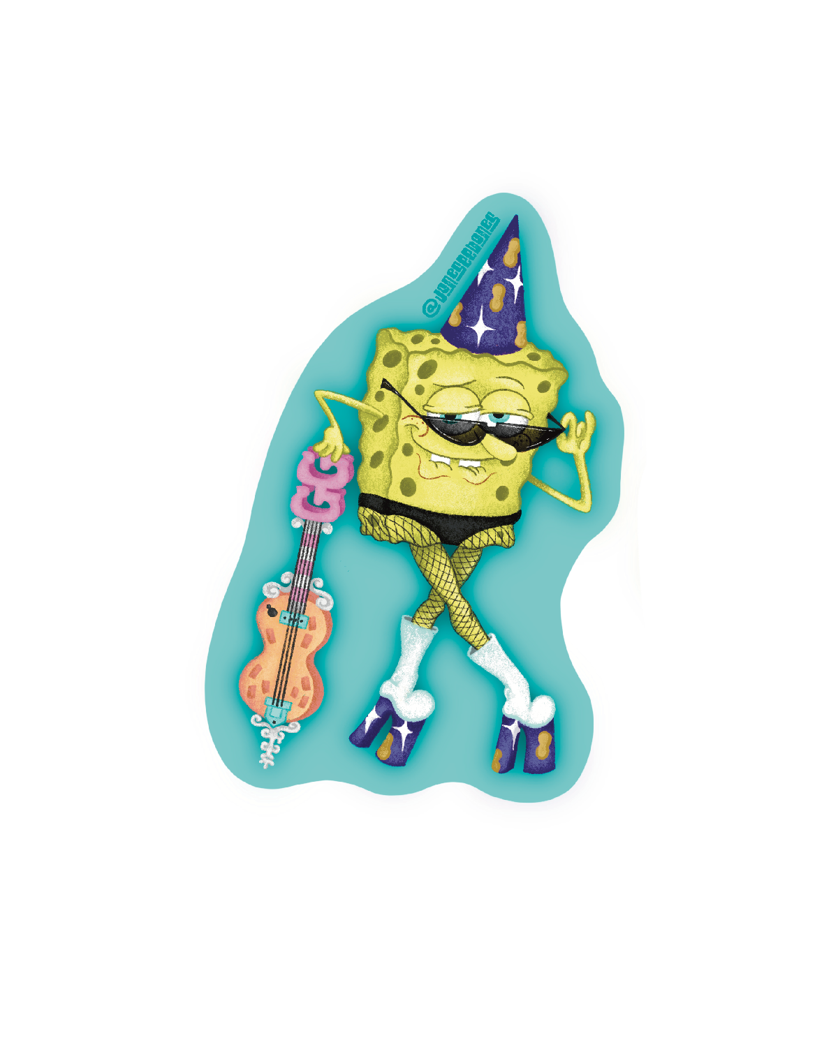 A Square in Fishnets Sticker