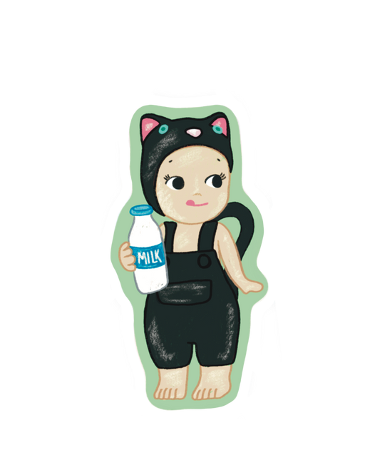 Angel Baby Black Cat Sticker