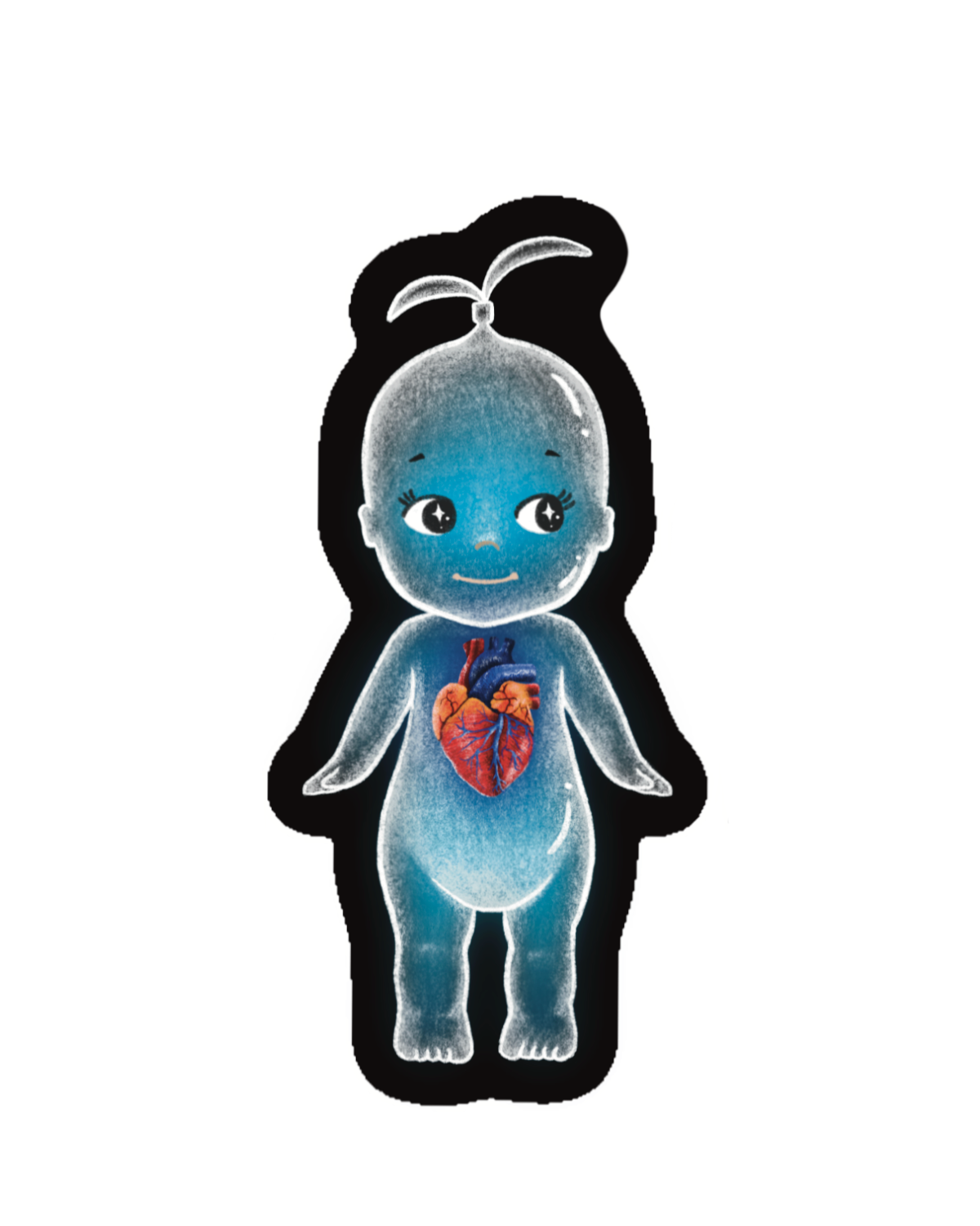 Angel Baby Blue Heart Sticker