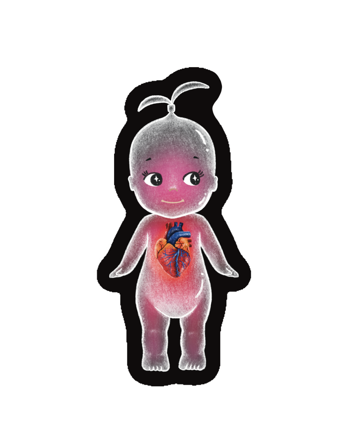 Angel Baby Pink Heart Sticker