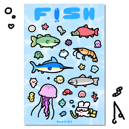 bunhiry fish sticker sheet