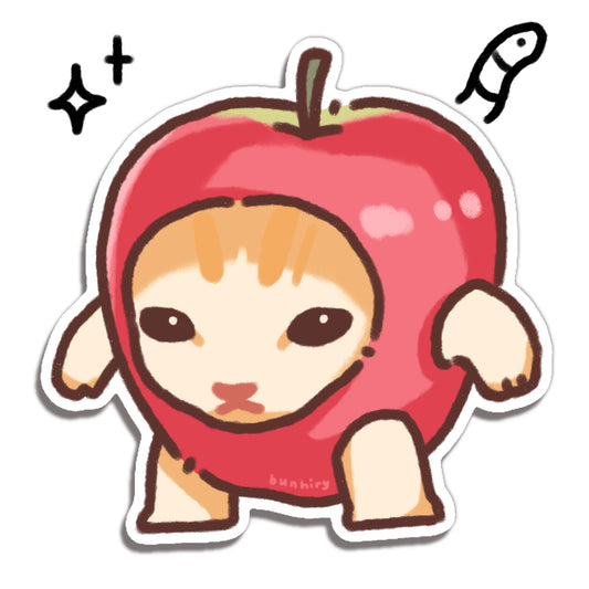 Bunhiry Apple Cat Sticker