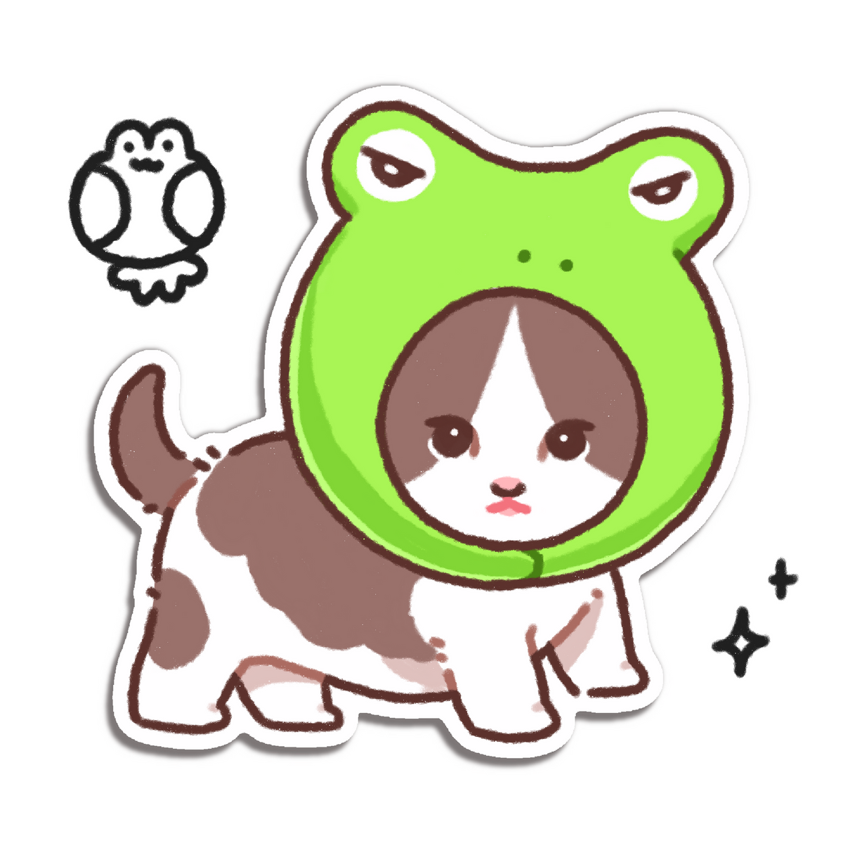 frog hat cat bunhiry sticker