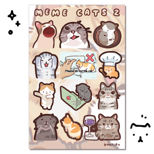 bunhiry meme cats 2 sticker sheet