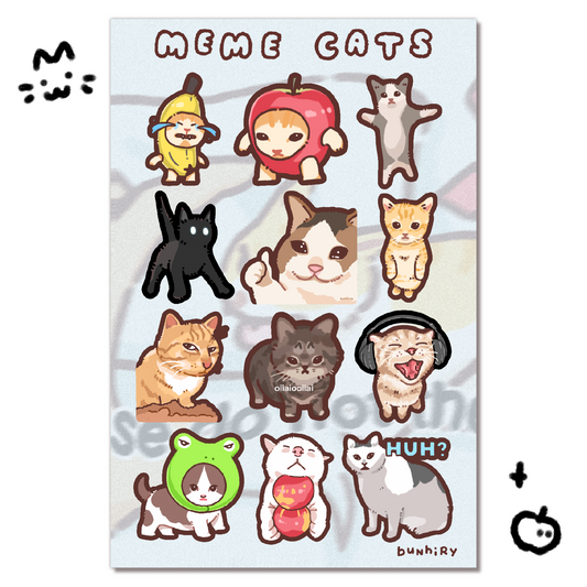 bunhiry meme cats sticker sheet