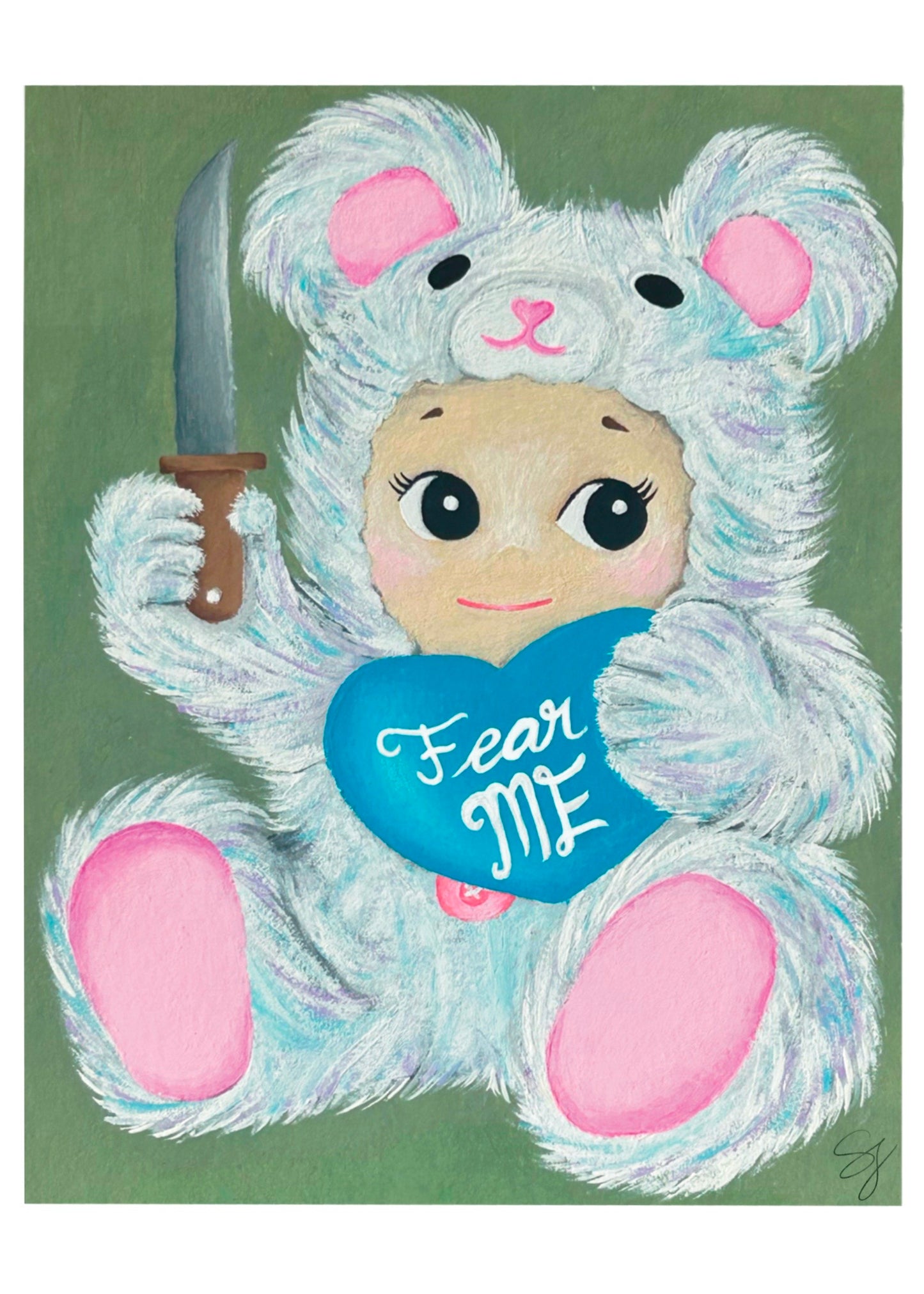 Fear Me Angel Baby Bear 5x7 Art Print