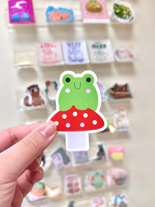 Frog on Mushroom Sticker