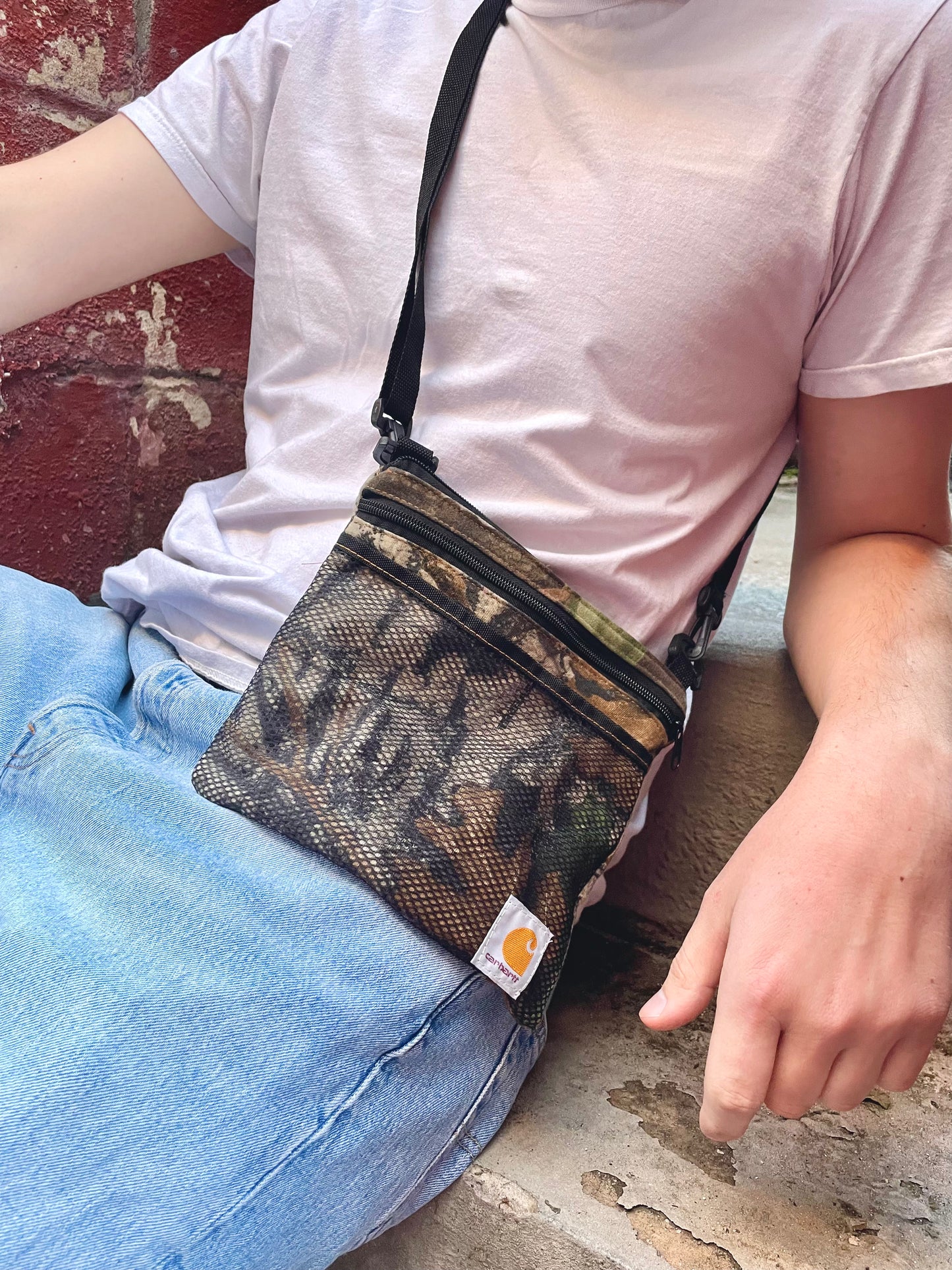 Smaller Square Camo Mesh Crossbody Bag