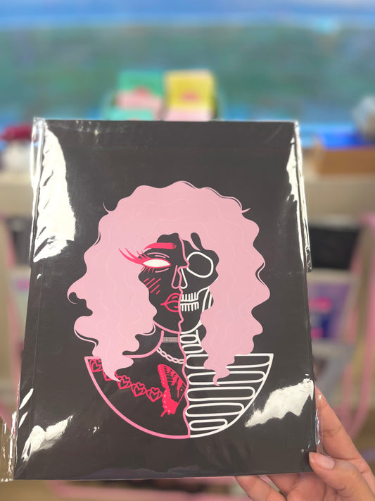 Pink Skull Girl Print Large