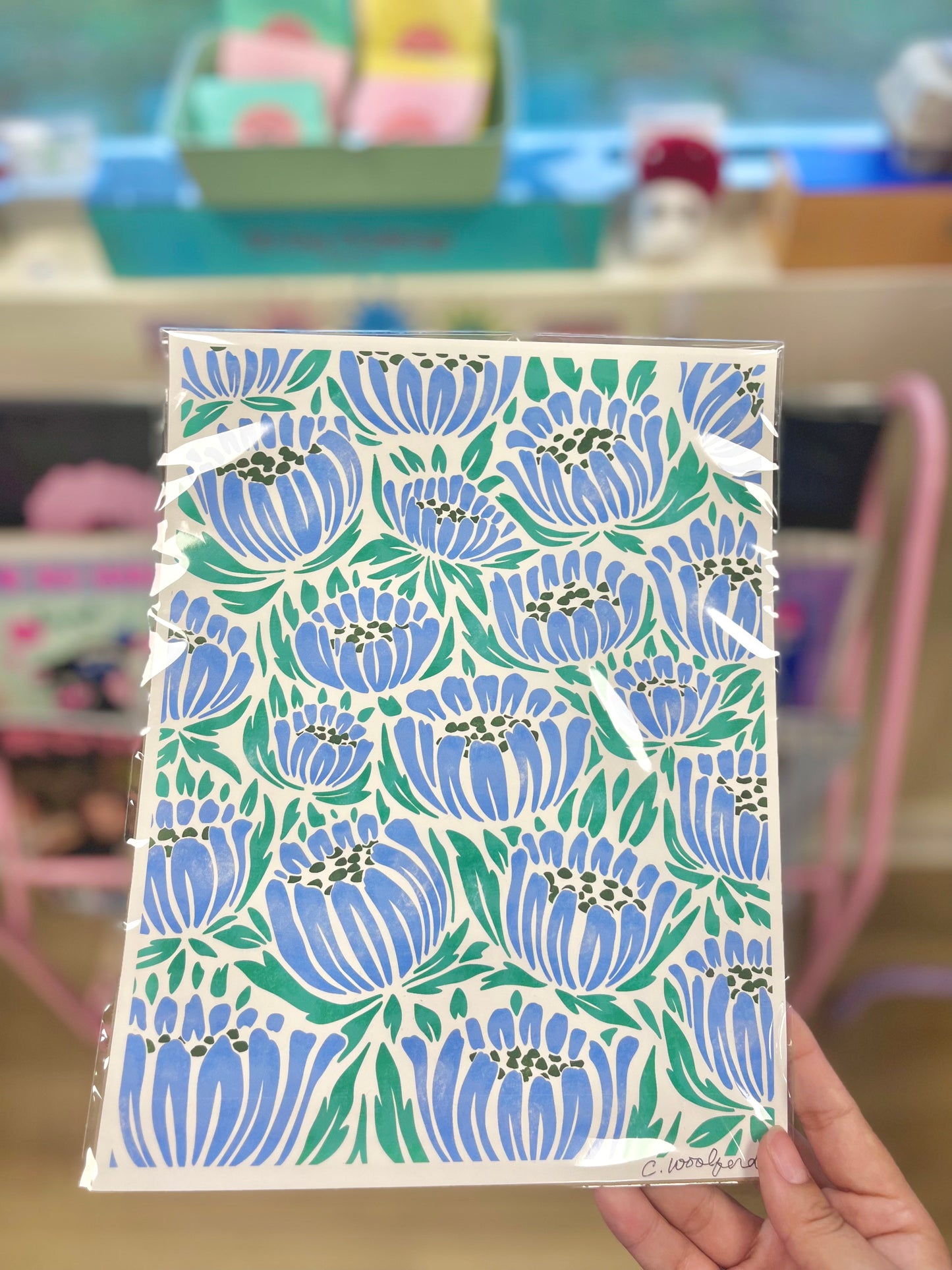 Blue Flower Print