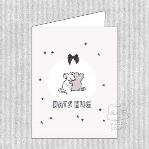 KATCO rats hugging greeting card