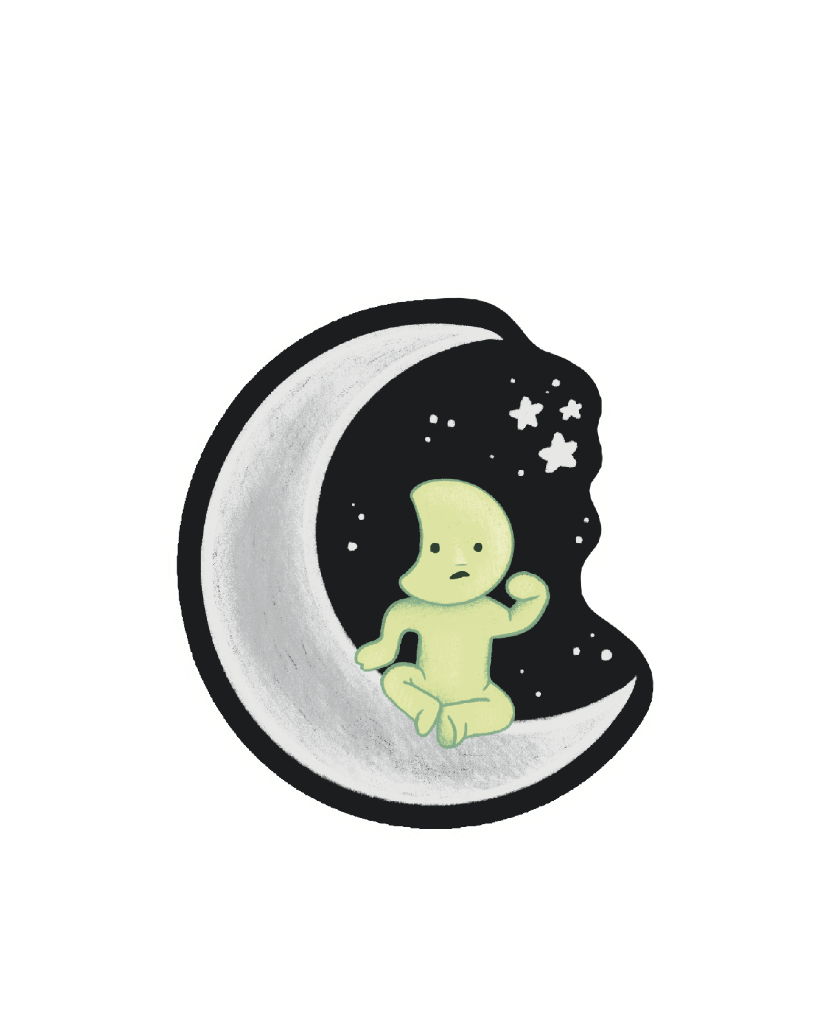 lil Green Guy Moon Sticker