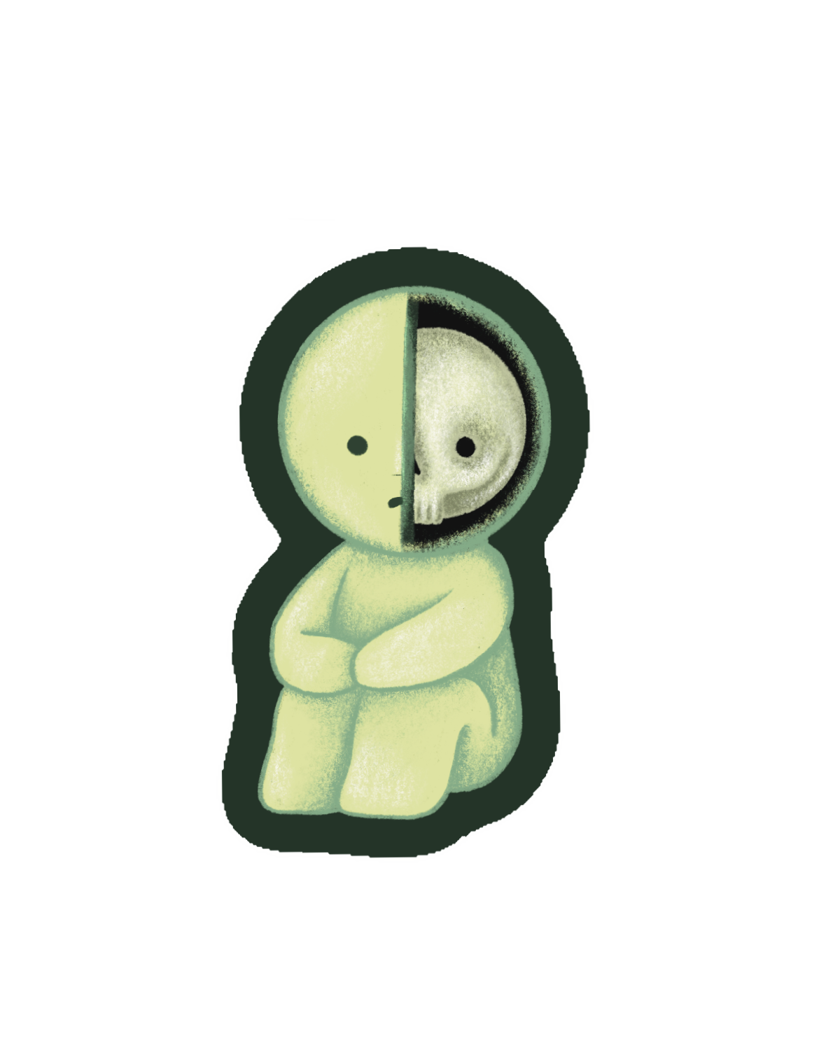 lil Green Guy Skull Sticker